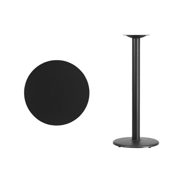 Flash Furniture 24'' Round Black Laminate Table Top with 18'' Round Bar Height Table Base - XU-RD-24-BLKTB-TR18B-GG