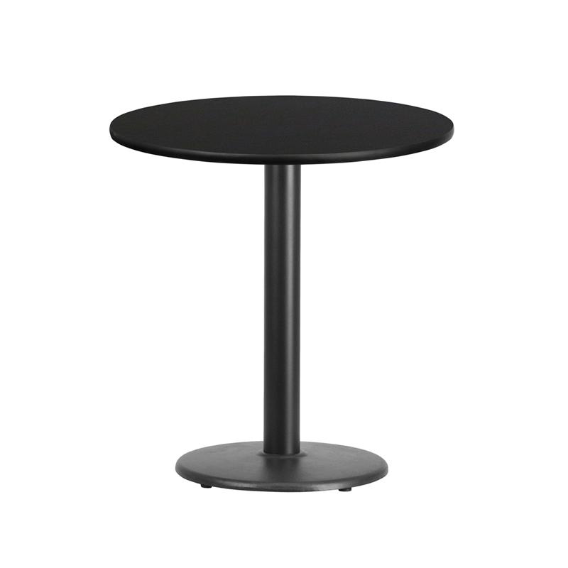 Flash Furniture 24'' Round Black Laminate Table Top with 18'' Round Table Height Base - XU-RD-24-BLKTB-TR18-GG