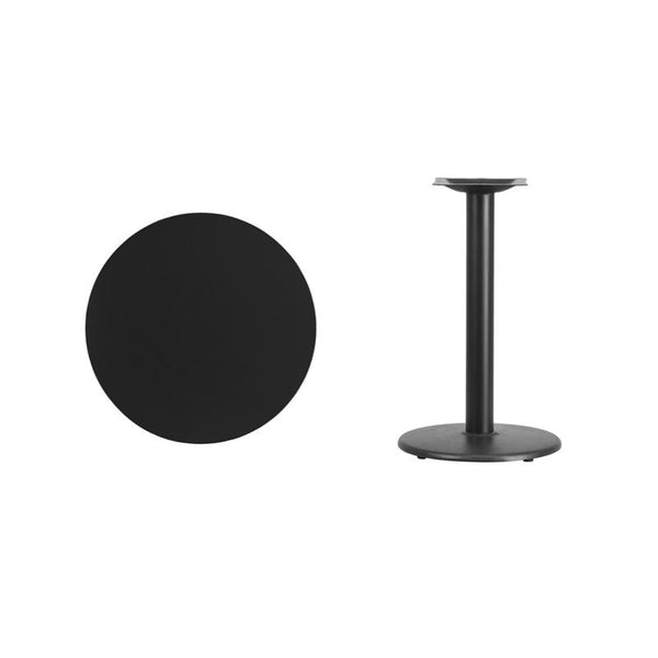 Flash Furniture 24'' Round Black Laminate Table Top with 18'' Round Table Height Base - XU-RD-24-BLKTB-TR18-GG