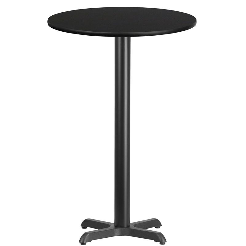 Flash Furniture 24'' Round Black Laminate Table Top with 22'' x 22'' Bar Height Table Base - XU-RD-24-BLKTB-T2222B-GG
