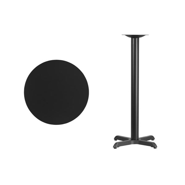 Flash Furniture 24'' Round Black Laminate Table Top with 22'' x 22'' Bar Height Table Base - XU-RD-24-BLKTB-T2222B-GG