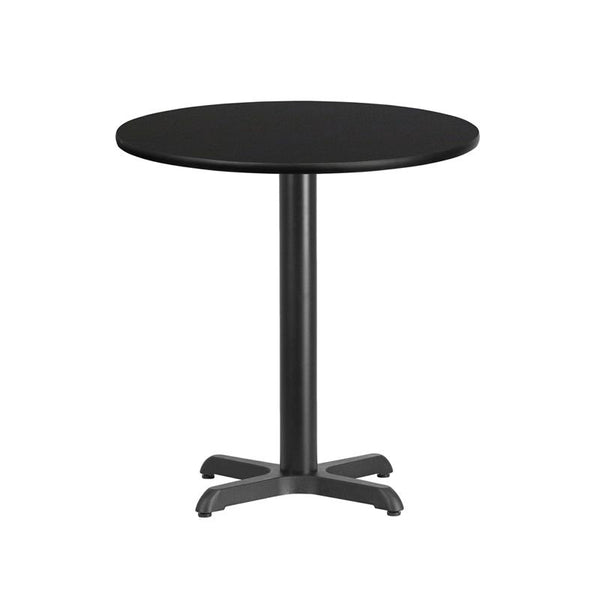 Flash Furniture 24'' Round Black Laminate Table Top with 22'' x 22'' Table Height Base - XU-RD-24-BLKTB-T2222-GG
