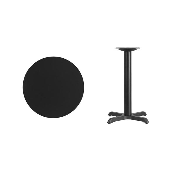 Flash Furniture 24'' Round Black Laminate Table Top with 22'' x 22'' Table Height Base - XU-RD-24-BLKTB-T2222-GG