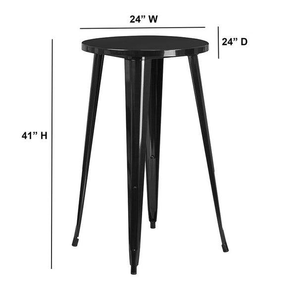 Flash Furniture 24'' Round Black Metal Indoor-Outdoor Bar Height Table - CH-51080-40-BK-GG