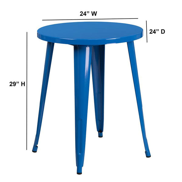 Flash Furniture 24'' Round Blue Metal Indoor-Outdoor Table - CH-51080-29-BL-GG