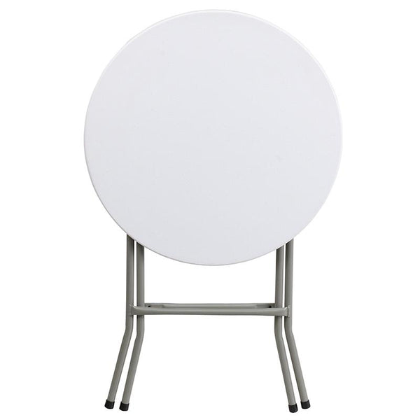 Flash Furniture 24'' Round Granite White Plastic Folding Table - DAD-YCZ-80R-1-SM-GW-GG