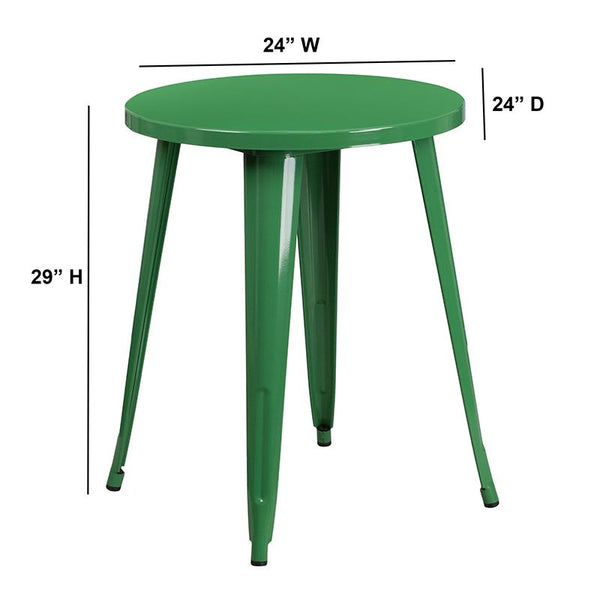 Flash Furniture 24'' Round Green Metal Indoor-Outdoor Table - CH-51080-29-GN-GG