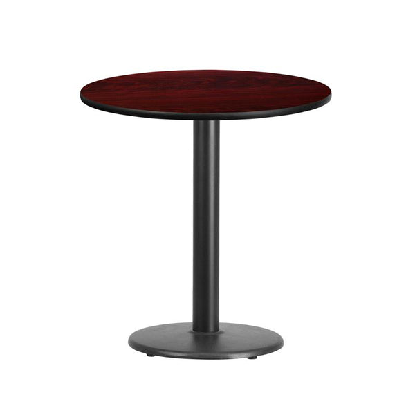 Flash Furniture 24'' Round Mahogany Laminate Table Top with 18'' Round Table Height Base - XU-RD-24-MAHTB-TR18-GG