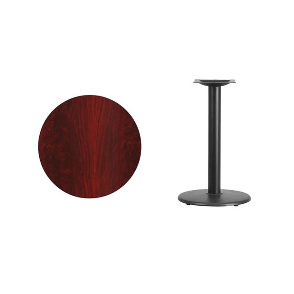 Flash Furniture 24'' Round Mahogany Laminate Table Top with 18'' Round Table Height Base - XU-RD-24-MAHTB-TR18-GG