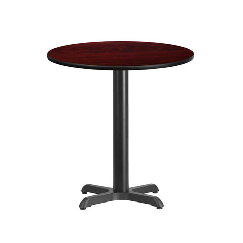 Flash Furniture 24'' Round Mahogany Laminate Table Top with 22'' x 22'' Table Height Base - XU-RD-24-MAHTB-T2222-GG