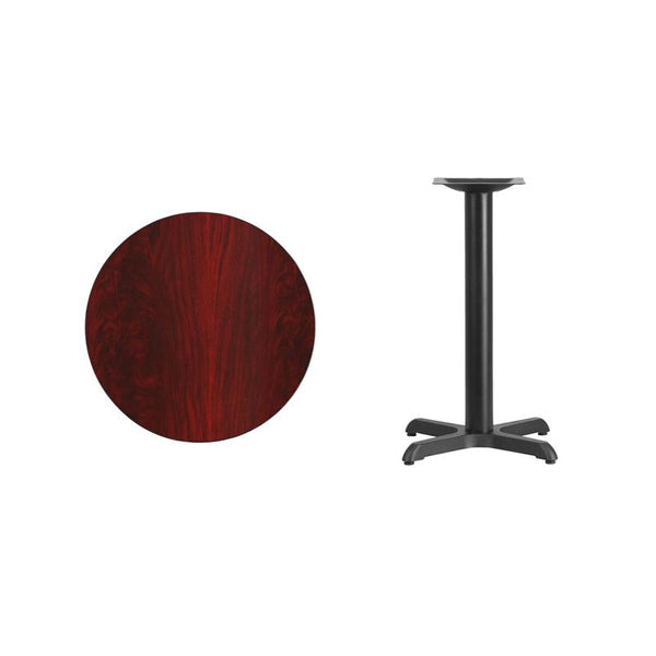 Flash Furniture 24'' Round Mahogany Laminate Table Top with 22'' x 22'' Table Height Base - XU-RD-24-MAHTB-T2222-GG