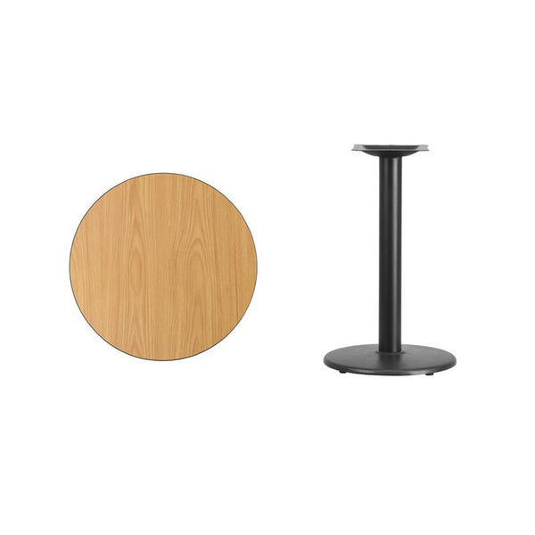 Flash Furniture 24'' Round Natural Laminate Table Top with 18'' Round Table Height Base - XU-RD-24-NATTB-TR18-GG