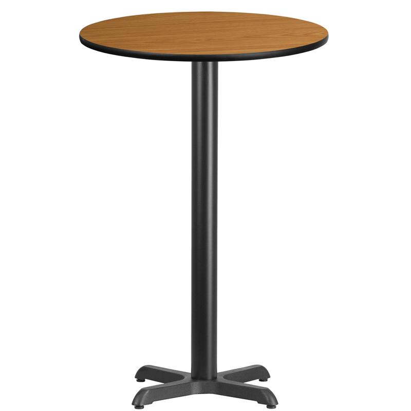Flash Furniture 24'' Round Natural Laminate Table Top with 22'' x 22'' Bar Height Table Base - XU-RD-24-NATTB-T2222B-GG