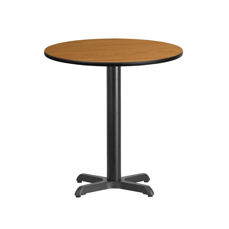 Flash Furniture 24'' Round Natural Laminate Table Top with 22'' x 22'' Table Height Base - XU-RD-24-NATTB-T2222-GG