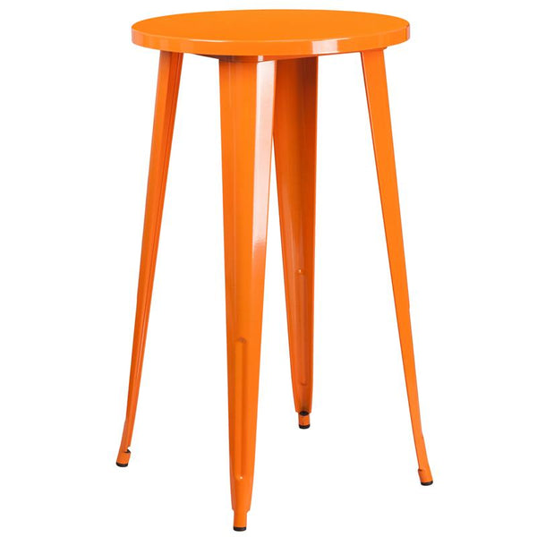 Flash Furniture 24'' Round Orange Metal Indoor-Outdoor Bar Height Table - CH-51080-40-OR-GG
