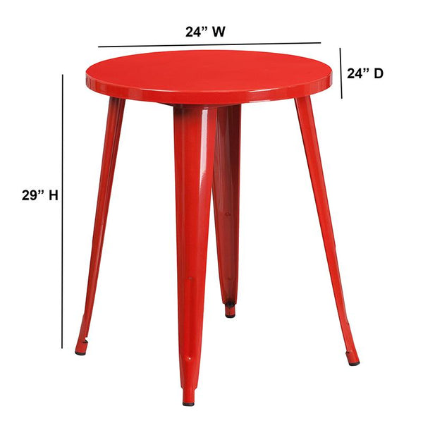 Flash Furniture 24'' Round Red Metal Indoor-Outdoor Table - CH-51080-29-RED-GG