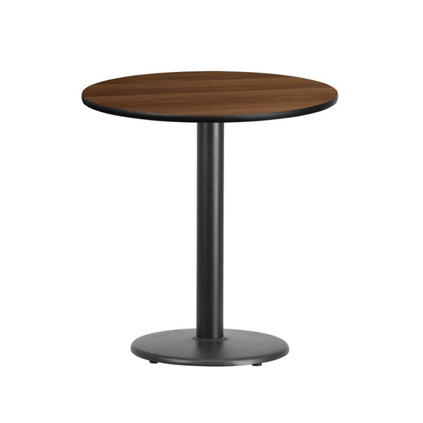 Flash Furniture 24'' Round Walnut Laminate Table Top with 18'' Round Table Height Base - XU-RD-24-WALTB-TR18-GG