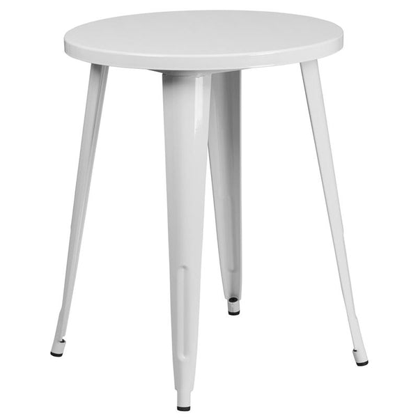 Flash Furniture 24'' Round White Metal Indoor-Outdoor Table - CH-51080-29-WH-GG