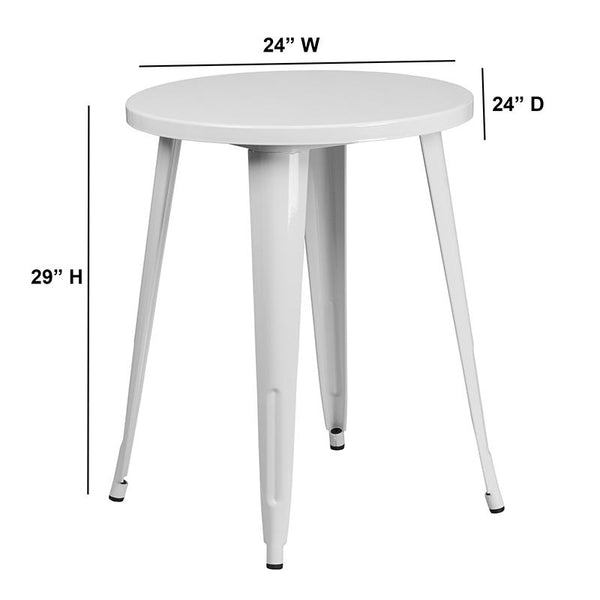 Flash Furniture 24'' Round White Metal Indoor-Outdoor Table - CH-51080-29-WH-GG