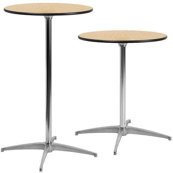 Flash Furniture 24'' Round Wood Cocktail Table with 30'' and 42'' Columns - XA-24-COTA-GG