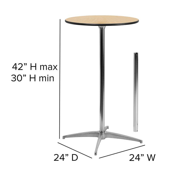 Flash Furniture 24'' Round Wood Cocktail Table with 30'' and 42'' Columns - XA-24-COTA-GG