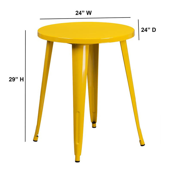 Flash Furniture 24'' Round Yellow Metal Indoor-Outdoor Table - CH-51080-29-YL-GG
