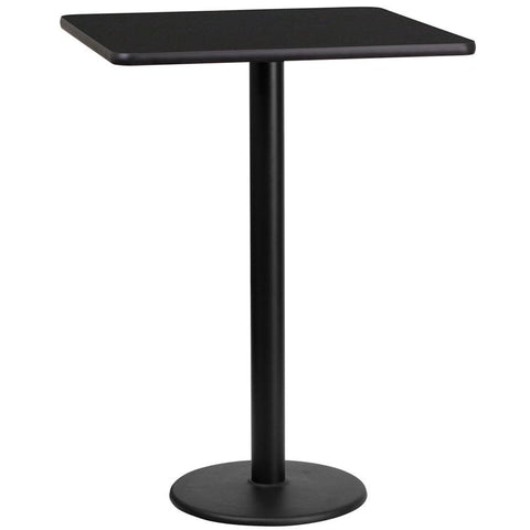 Flash Furniture 24'' Square Black Laminate Table Top with 18'' Round Bar Height Table Base - XU-BLKTB-2424-TR18B-GG