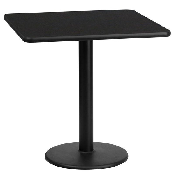 Flash Furniture 24'' Square Black Laminate Table Top with 18'' Round Table Height Base - XU-BLKTB-2424-TR18-GG