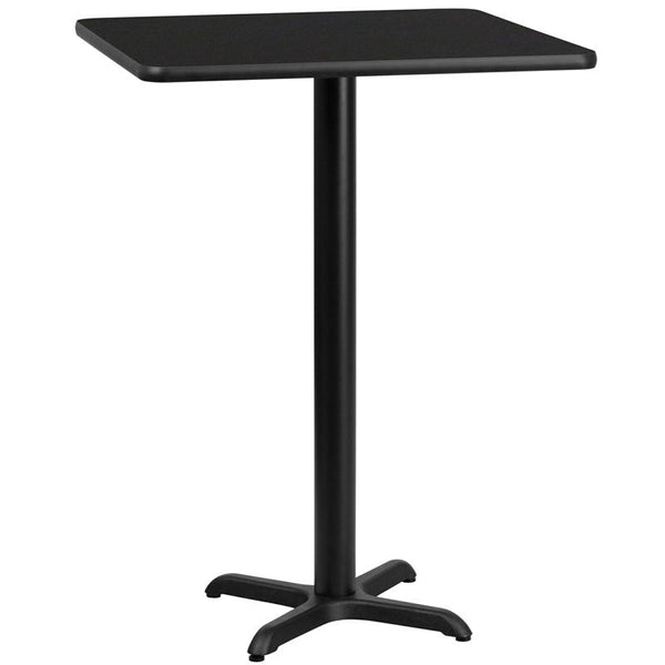 Flash Furniture 24'' Square Black Laminate Table Top with 22'' x 22'' Bar Height Table Base - XU-BLKTB-2424-T2222B-GG