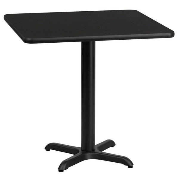 Flash Furniture 24'' Square Black Laminate Table Top with 22'' x 22'' Table Height Base - XU-BLKTB-2424-T2222-GG