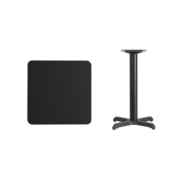 Flash Furniture 24'' Square Black Laminate Table Top with 22'' x 22'' Table Height Base - XU-BLKTB-2424-T2222-GG