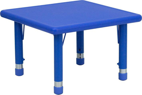 Flash Furniture 24'' Square Blue Plastic Height Adjustable Activity Table - YU-YCX-002-2-SQR-TBL-BLUE-GG