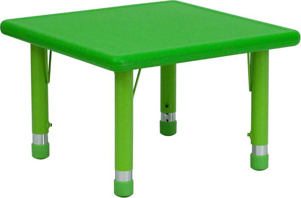 Flash Furniture 24'' Square Green Plastic Height Adjustable Activity Table - YU-YCX-002-2-SQR-TBL-GREEN-GG