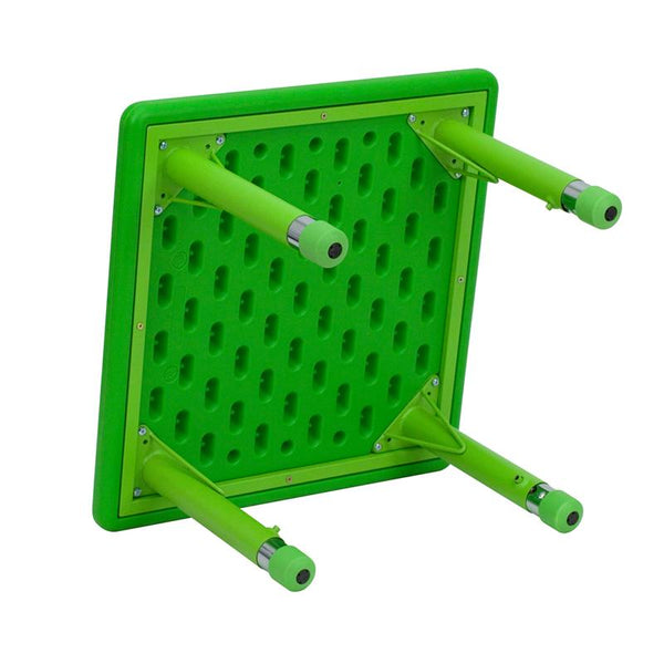 Flash Furniture 24'' Square Green Plastic Height Adjustable Activity Table - YU-YCX-002-2-SQR-TBL-GREEN-GG