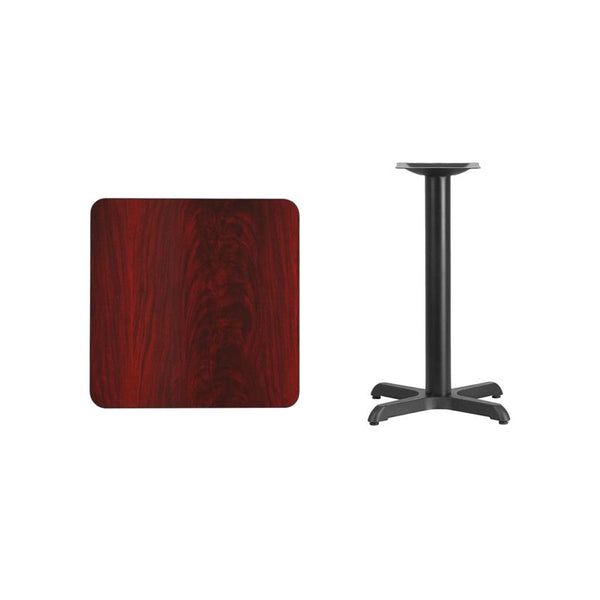 Flash Furniture 24'' Square Mahogany Laminate Table Top with 22'' x 22'' Table Height Base - XU-MAHTB-2424-T2222-GG