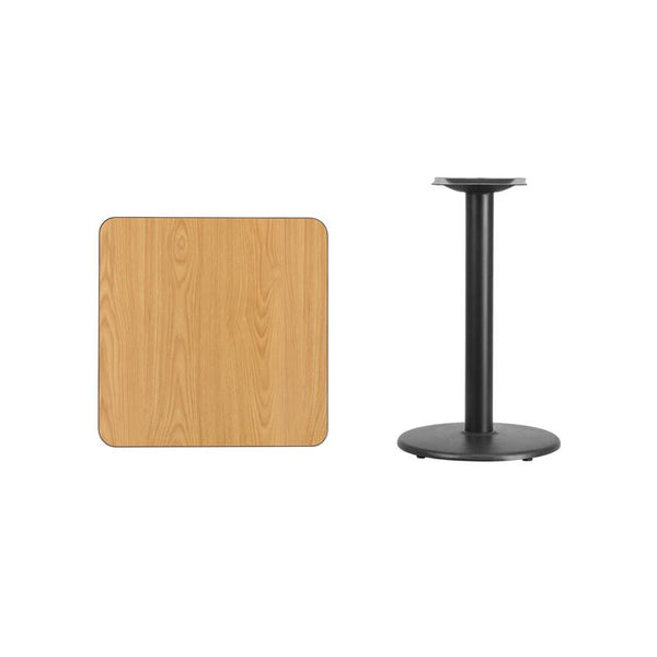 Flash Furniture 24'' Square Natural Laminate Table Top with 18'' Round Table Height Base - XU-NATTB-2424-TR18-GG