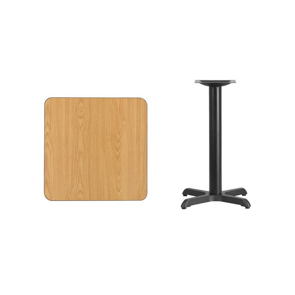 Flash Furniture 24'' Square Natural Laminate Table Top with 22'' x 22'' Table Height Base - XU-NATTB-2424-T2222-GG