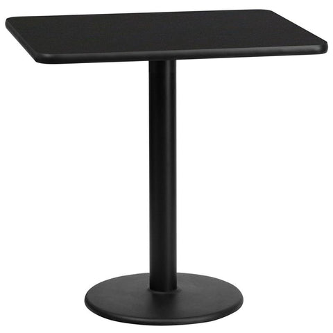 Flash Furniture 24'' x 30'' Rectangular Black Laminate Table Top with 18'' Round Table Height Base - XU-BLKTB-2430-TR18-GG