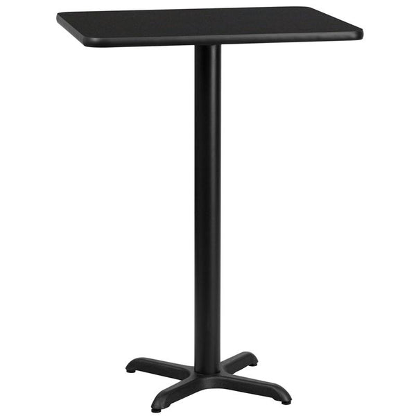 Flash Furniture 24'' x 30'' Rectangular Black Laminate Table Top with 22'' x 22'' Bar Height Table Base - XU-BLKTB-2430-T2222B-GG