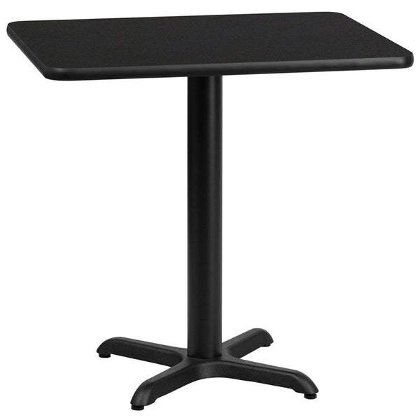 Flash Furniture 24'' x 30'' Rectangular Black Laminate Table Top with 22'' x 22'' Table Height Base - XU-BLKTB-2430-T2222-GG