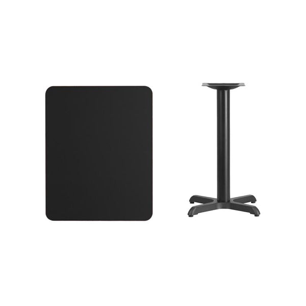 Flash Furniture 24'' x 30'' Rectangular Black Laminate Table Top with 22'' x 22'' Table Height Base - XU-BLKTB-2430-T2222-GG