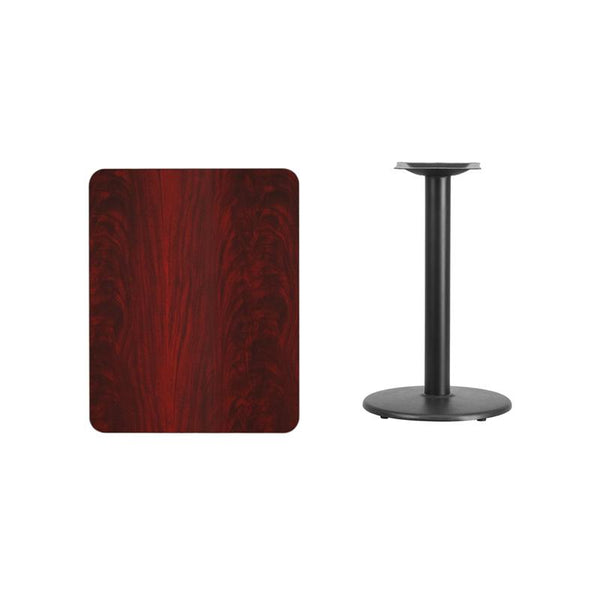 Flash Furniture 24'' x 30'' Rectangular Mahogany Laminate Table Top with 18'' Round Table Height Base - XU-MAHTB-2430-TR18-GG