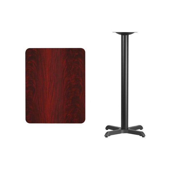 Flash Furniture 24'' x 30'' Rectangular Mahogany Laminate Table Top with 22'' x 22'' Bar Height Table Base - XU-MAHTB-2430-T2222B-GG