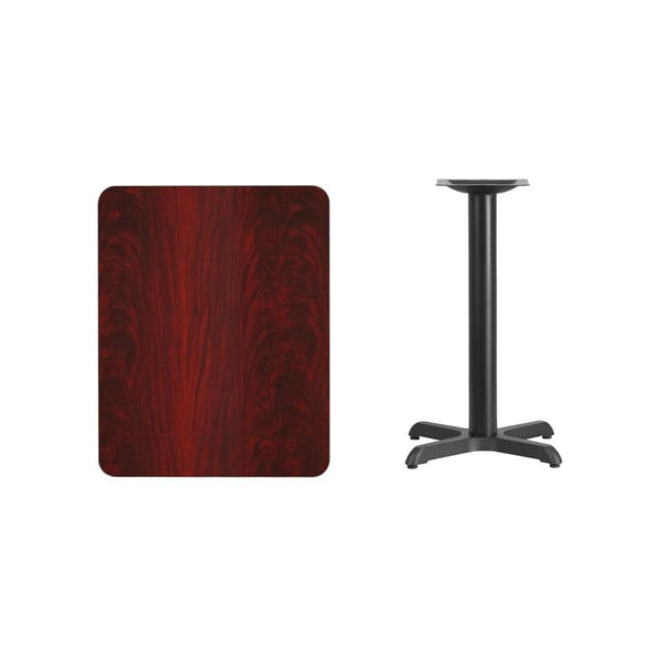 Flash Furniture 24'' x 30'' Rectangular Mahogany Laminate Table Top with 22'' x 22'' Table Height Base - XU-MAHTB-2430-T2222-GG