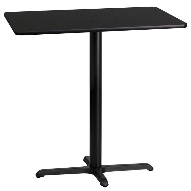 Flash Furniture 24'' x 42'' Rectangular Black Laminate Table Top with 22'' x 30'' Bar Height Table Base - XU-BLKTB-2442-T2230B-GG