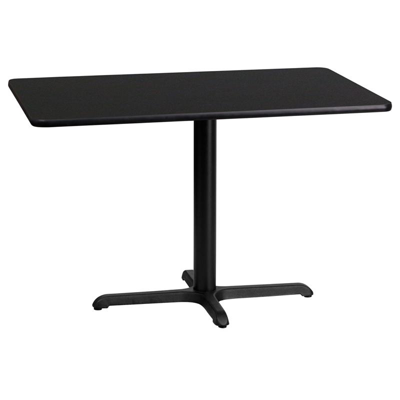 Flash Furniture 24'' x 42'' Rectangular Black Laminate Table Top with 22'' x 30'' Table Height Base - XU-BLKTB-2442-T2230-GG