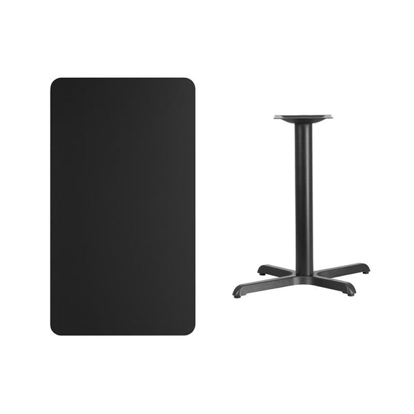 Flash Furniture 24'' x 42'' Rectangular Black Laminate Table Top with 22'' x 30'' Table Height Base - XU-BLKTB-2442-T2230-GG