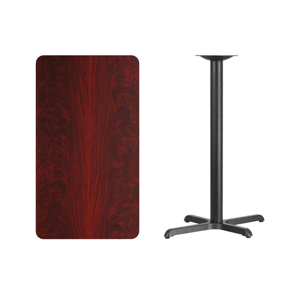 Flash Furniture 24'' x 42'' Rectangular Mahogany Laminate Table Top with 22'' x 30'' Bar Height Table Base - XU-MAHTB-2442-T2230B-GG