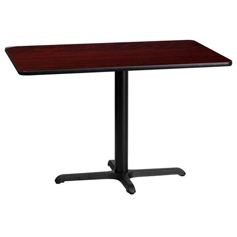 Flash Furniture 24'' x 42'' Rectangular Mahogany Laminate Table Top with 22'' x 30'' Table Height Base - XU-MAHTB-2442-T2230-GG