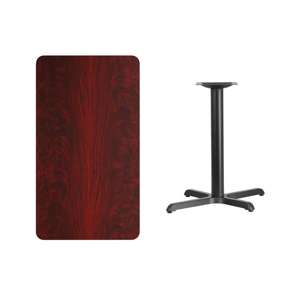 Flash Furniture 24'' x 42'' Rectangular Mahogany Laminate Table Top with 22'' x 30'' Table Height Base - XU-MAHTB-2442-T2230-GG